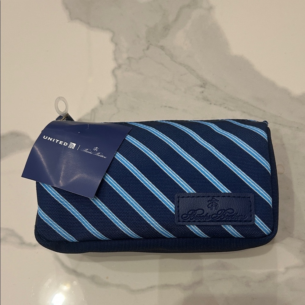 Brooks Brothers Navy and Light Blue Striped Toiletry Bag
